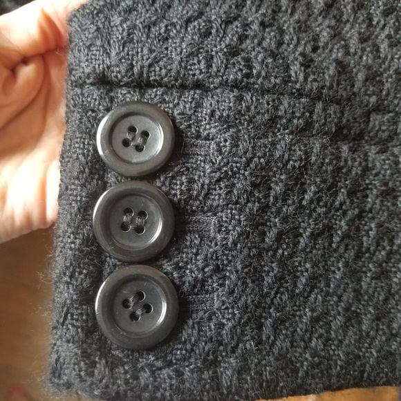Ann Taylor Black Wool Textured Winter Coat Dressy - Picture 4 of 7